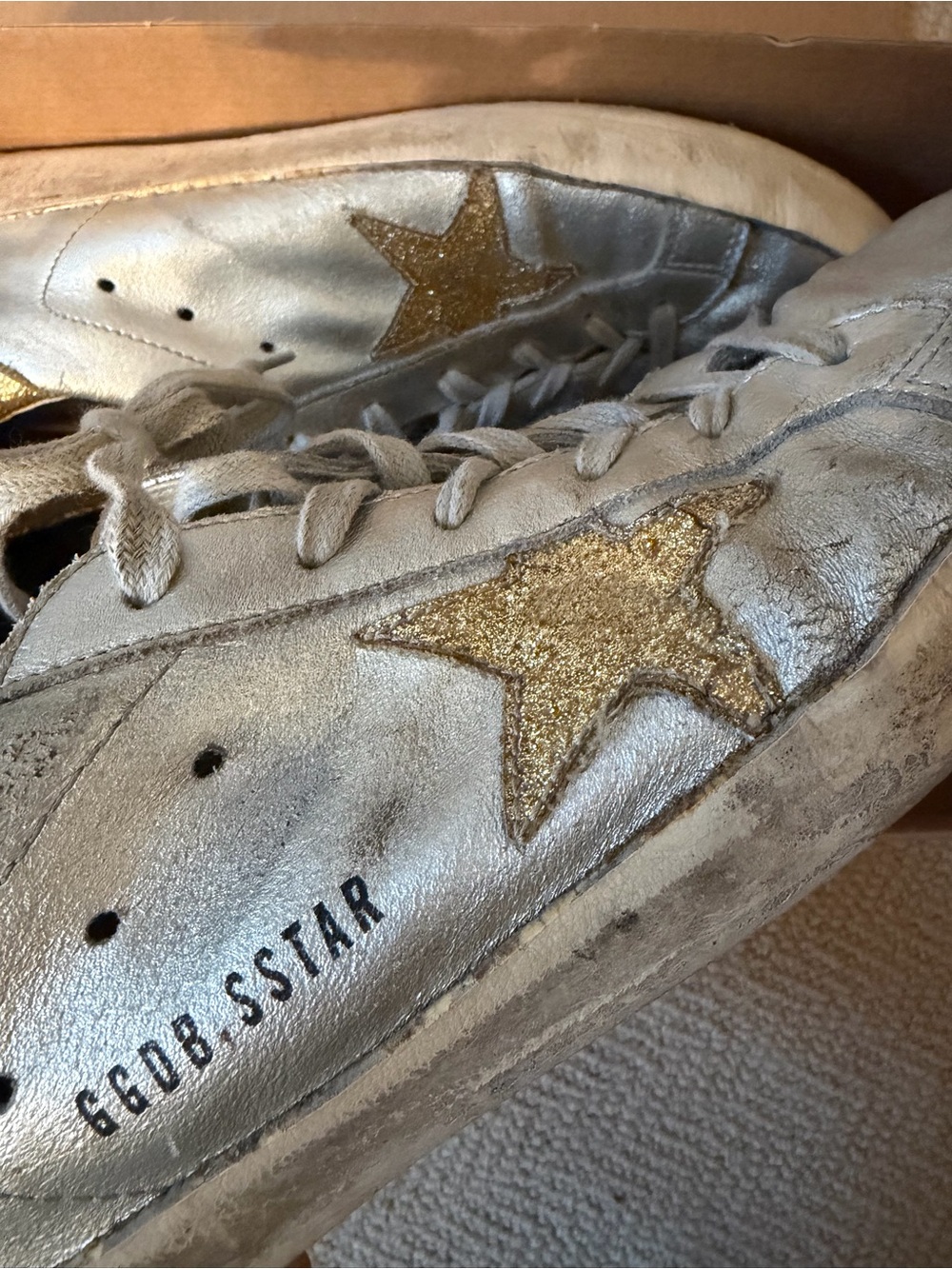 Golden Goose Gold and Silver Hi-Star Sneakers - Picture 2 of 11